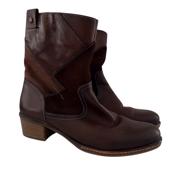 Pikolinos Zaragoza Ankle Bootie Brown Leather Patchwork Boho Womens EU 40 US 9.5